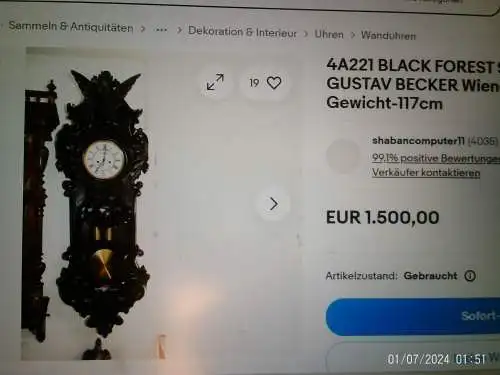 Verkaufen!!     Lenzkirch Walnuss Hand geschnitzt " Glückliche Stunde und Sie Zeige"  Mini Regulator um 1885  Masse: 44 x 18 cm 