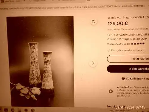 Stein Keramik 21/ 20 FAT LAVA Modernist um 1960 wohl von  Heinz Martin H:15cm aus der Vitrine