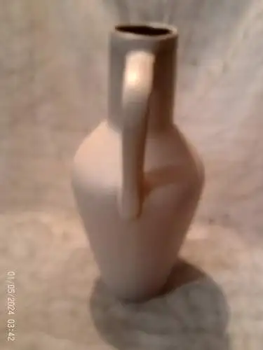Van Daalen Aalen Keramik Henkel Vase Lauflasuren Möwengrau 60 Jahre H: 27 cm
