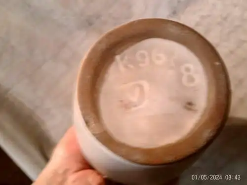 Van Daalen Aalen Keramik Henkel Vase Lauflasuren Möwengrau 60 Jahre H: 27 cm