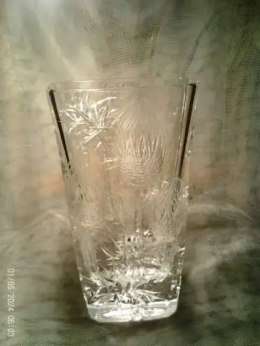 Podebrady Glashütte Tiefschliff-Kristallvase,Design Josef Svarc er lebte von 1928 bis 2016 