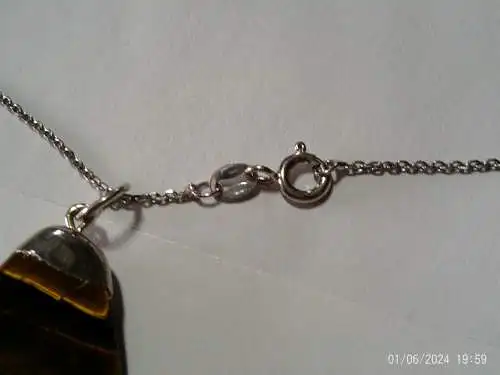 Silber 925  Tigeraugen Anhänger  mit Halskette 925