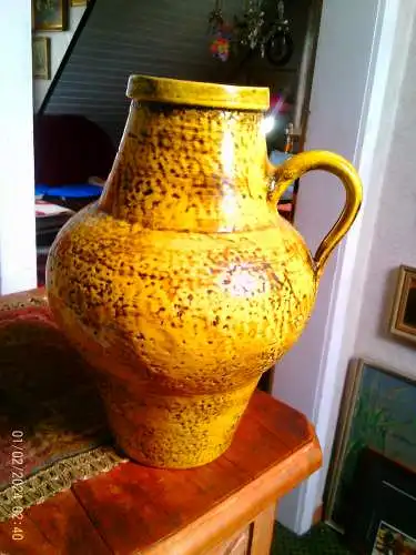 Studio Keramik Hand getöpfert Boden Nr. Vintage J.L. KNÖDGEN Keramik Vase Gelb mit Akzenten West Deutsche Keramik 1970er