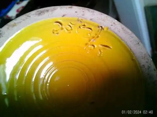 Studio Keramik Hand getöpfert Boden Nr. Vintage J.L. KNÖDGEN Keramik Vase Gelb mit Akzenten West Deutsche Keramik 1970er