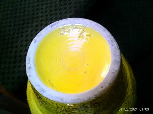 Studio Keramik Hand getöpfert Boden Nr. Vintage J.L. KNÖDGEN Keramik Vase Gelb mit Akzenten West Deutsche Keramik 1970er