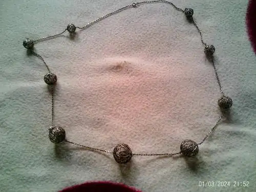 Filigrane edwardisch Stil Silberkugeln Halskette Italien oder England Sterling Silber 1925  ein schönes Vintage Silbercollier