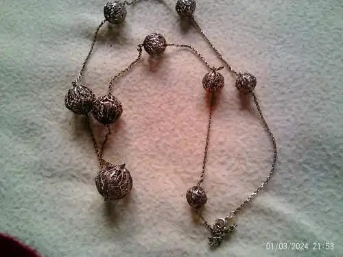 Filigrane edwardisch Stil Silberkugeln Halskette Italien oder England Sterling Silber 1925  ein schönes Vintage Silbercollier