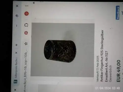 Konvolut 4 Antiker Fingerhüte 800-835 Silber um1900 mit Punzen Niello Technik russisch ...