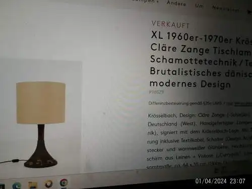 Brutalistische deutsche 69 Ära Tischlampe Cläre Zange/Heinz Löffler Krösselbach