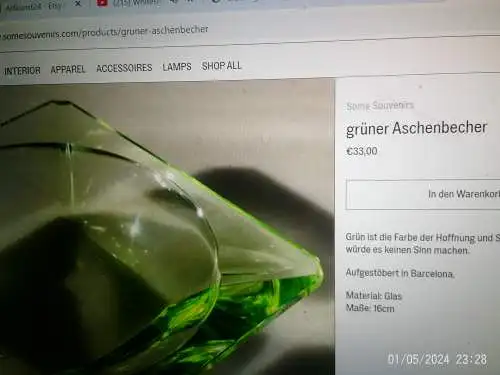 Mini heller grüner Glas-Aschenbecher Vintage 50er/60er Jahre aus der Vitrine Masse: 7 x 7 cm 