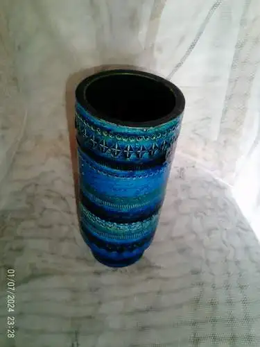 Aldo Londi Bitossi Rimini Blue and Blue Vase, Italy, Marked 711/2S, Jug Vase Höhe: 26 cm aus der Vitrine top! 
