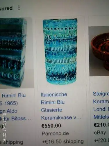 Aldo Londi Bitossi Rimini Blue and Blue Vase, Italy, Marked 711/2S, Jug Vase Höhe: 26 cm aus der Vitrine top! 