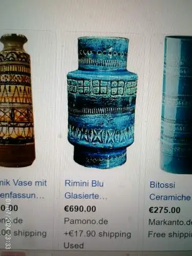 Aldo Londi Bitossi Rimini Blue and Blue Vase, Italy, Marked 711/2S, Jug Vase Höhe: 26 cm aus der Vitrine top! 