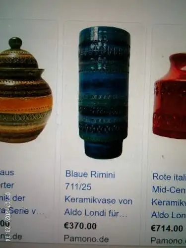 Aldo Londi Bitossi Rimini Blue and Blue Vase, Italy, Marked 711/2S, Jug Vase Höhe: 26 cm aus der Vitrine top! 