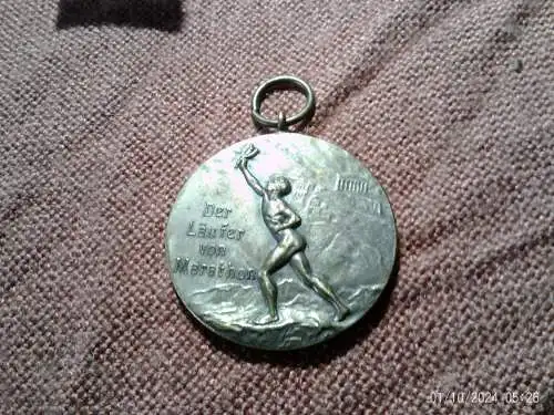 Bronze Medaille Marathonläufer um 1900 