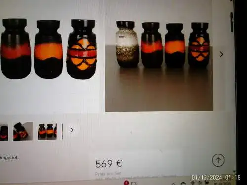Fat Lava Vase 60er Jahre Scheurich 242-22= 18 H. 23cm 