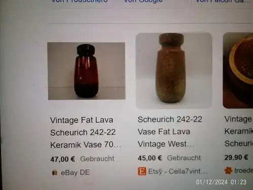 Fat Lava Vase 60er Jahre Scheurich 242-22= 18 H. 23cm 
