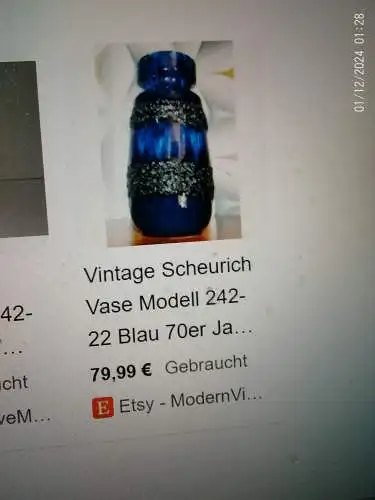 Fat Lava Vase 60er Jahre Scheurich 242-22= 18 H. 23cm 