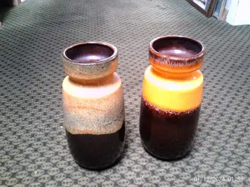 Selten hier 1 Paar = 2 Stück Fat Lava Vase 60er Jahre Scheurich 242-22= 18 H. 23cm 