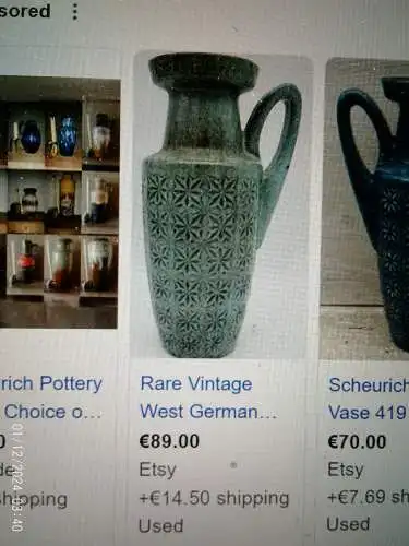 Vase 60er Jahre Scheurich Prisma Dekor  419-26= 18 H. 26cm 