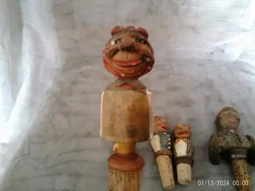  Konvolut von Korkenmännchen  von Hand geschnitzt ab  1920 auch mit Bewegungsmechanismus Pörtschach Wörthersee !