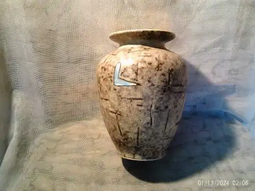 Entwurf von Heinz Siery Foreign Vase 50er Jahre Scheurich Emaille Malerei Dekor  528-20