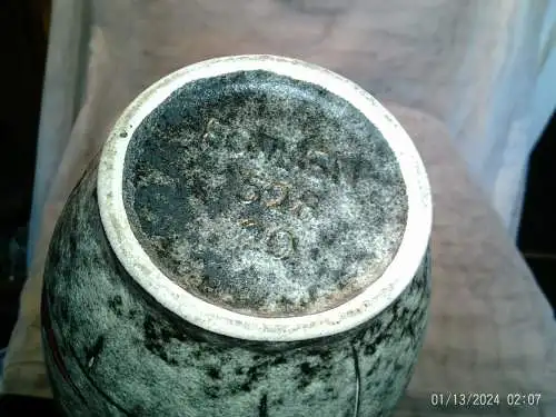 Entwurf von Heinz Siery Foreign Vase 50er Jahre Scheurich Emaille Malerei Dekor  528-20