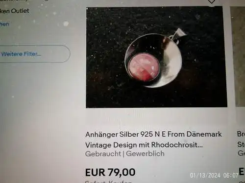 N.E.From  Dänemark zartes Collier mit  Apfelgrüner  Chrysopras Carbachon  mit Halskette 1960 Jahre 