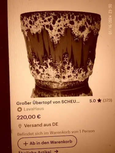 Scheurich Lora  Crusty Blumentopf Fat Lava Modell 549 Keramik tolle Farben  Mid Century Keramik Vitrinen Zustand Designerin war: Gerda Heuckeroth