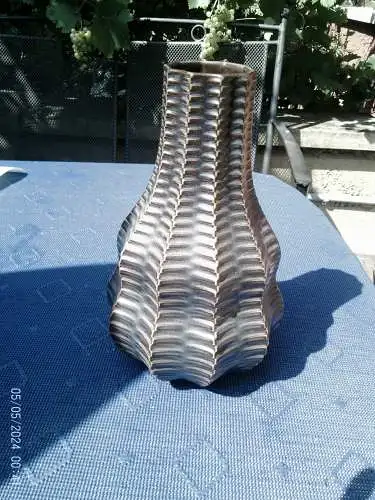 Luisenburg Vase Kalebasse 6336/25 ocker Heinrich Fuchs Op Art 60er 70e aus der Vitrine  H; 27 cm  