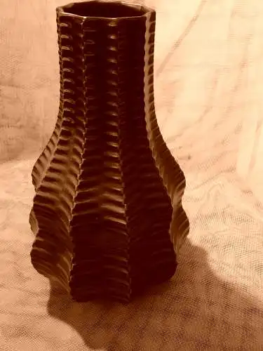 Luisenburg Vase Kalebasse 6336/25 ocker Heinrich Fuchs Op Art 60er 70e aus der Vitrine  H; 27 cm  