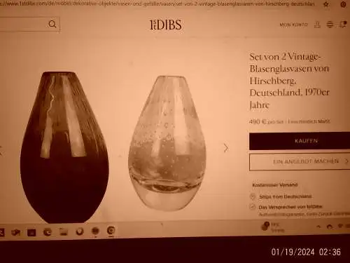 Bubble Glass Vases by Hirschberg, Germany, 1970 Fliederfarben !