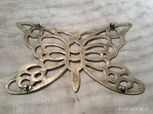 Messing Antiker Schmetterlings-Unterteller Solid Brase Manufactur Art Deko Masse: 22 X 14,5cm