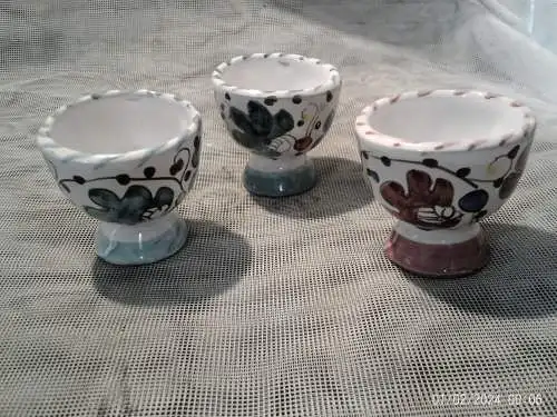 FRATELLI FANCIULLACCI Set 3 Eierbecher  Italian Alla Moda Pottery MCM Retro Bitossi Keramik Manufaktur gegründet 1862 von Raffaello Fanciullacci in Capraia Fiorentina.