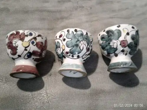 FRATELLI FANCIULLACCI Set 3 Eierbecher  Italian Alla Moda Pottery MCM Retro Bitossi Keramik Manufaktur gegründet 1862 von Raffaello Fanciullacci in Capraia Fiorentina.