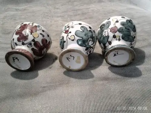 FRATELLI FANCIULLACCI Set 3 Eierbecher  Italian Alla Moda Pottery MCM Retro Bitossi Keramik Manufaktur gegründet 1862 von Raffaello Fanciullacci in Capraia Fiorentina.