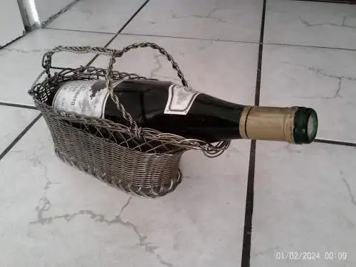 Deutscher Jugendstil Champagner Flaschenkorb, 1950er