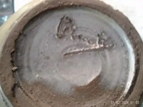 Studiokeramik Kürbisvase in der Art des Georges JOUVE (1910-1964): Vase soliflore dit  Stand signiert .Picuet ?