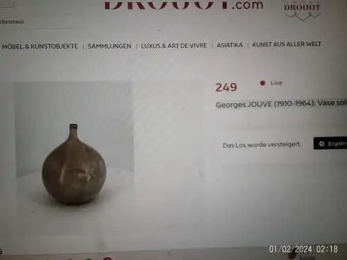 Studiokeramik Kürbisvase in der Art des Georges JOUVE (1910-1964): Vase soliflore dit  Stand signiert .Picuet ?