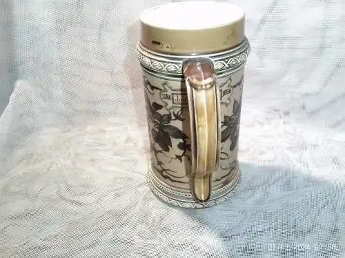 Museale  Krug Villeroy & Boch Mettlach geritzte Vase um 1880 Panorama Ansicht Heidelberg Nr.1675 Stempel V&B wohl von  Umfeld Christopher Dresser  