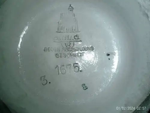 Museale  Krug Villeroy & Boch Mettlach geritzte Vase um 1880 Panorama Ansicht Heidelberg Nr.1675 Stempel V&B wohl von  Umfeld Christopher Dresser  