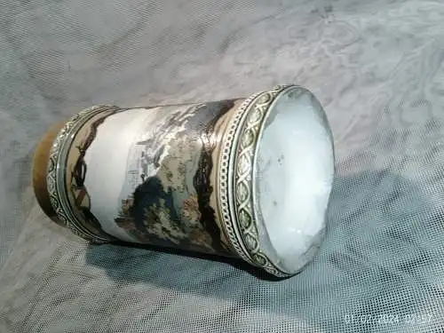 Museale  Krug Villeroy & Boch Mettlach geritzte Vase um 1880 Panorama Ansicht Heidelberg Nr.1675 Stempel V&B wohl von  Umfeld Christopher Dresser  