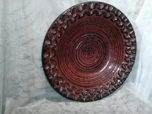  Obstschale von Hanns Welling oder Aldo Londi für Bitossi, Mid Century 1960/70 handgefertigt in Dunkelrot !