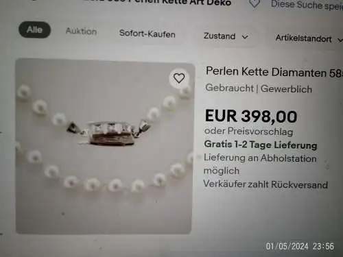 Gold 585Akoya Zuchtperlen  Perlen 5 mm Art Deko Collier um 1920 Franz Scherle Pforzheim Schmuckmanufaktur