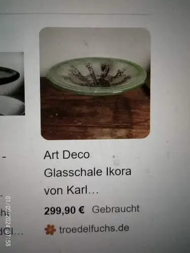 IKORA Glas Schale 25 cm, WMF Karl Wiedmann 1930er Jahre Durchm: 25 cm