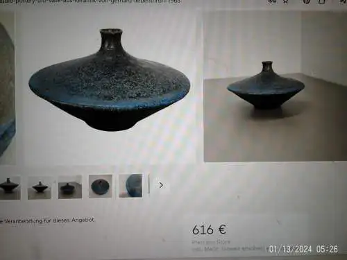 Joan Carrillo Designer Feigenvase Steingutvase Studio Arbeit Spanien 1960-69 gefertigt signiert Carrillo Provenienz Gallerie 3013 Barsinghausen 1 Deutschland