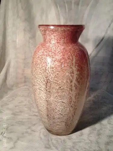 WMF Ikora Glas Tischvase Art Deco 1920-39 Vase Karl Wiedmann 1905-1982seltene Farbe  orange rot beige grau ..