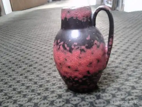 1 Heinz Siery Dekor Lora Rötliche  Lauflasuren +Fat Lava Mid Century Scheurich Keramik Vase Vintage 60 Ära H: 16cm  Formnummer: 414-16