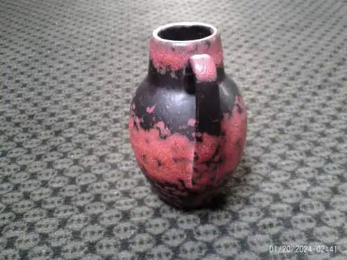 1 Heinz Siery Dekor Lora Rötliche  Lauflasuren +Fat Lava Mid Century Scheurich Keramik Vase Vintage 60 Ära H: 16cm  Formnummer: 414-16
