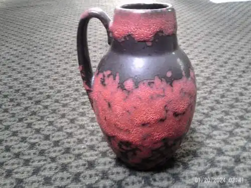 1 Heinz Siery Dekor Lora Rötliche  Lauflasuren +Fat Lava Mid Century Scheurich Keramik Vase Vintage 60 Ära H: 16cm  Formnummer: 414-16